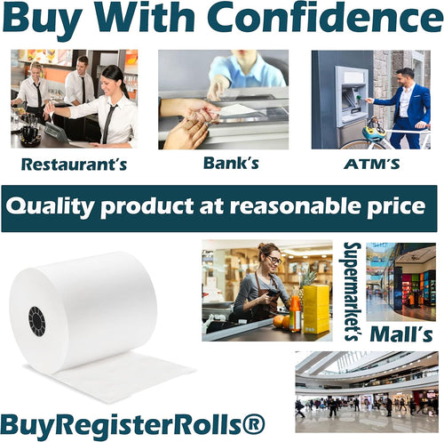 3 1/8" x 230' BPA-Free Thermal Receipt Paper Rolls (50 Rolls)